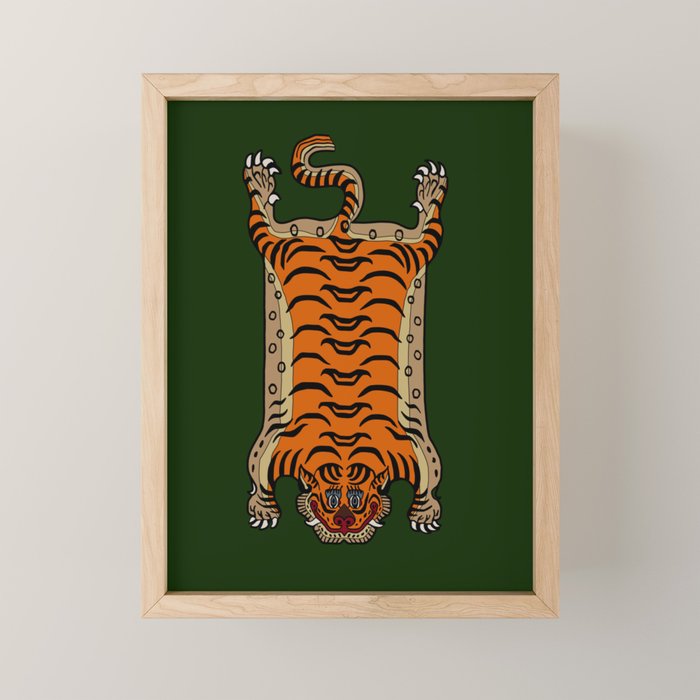 TIBETAN TIGER RUG-green Mini Art Print Gallery Image 1