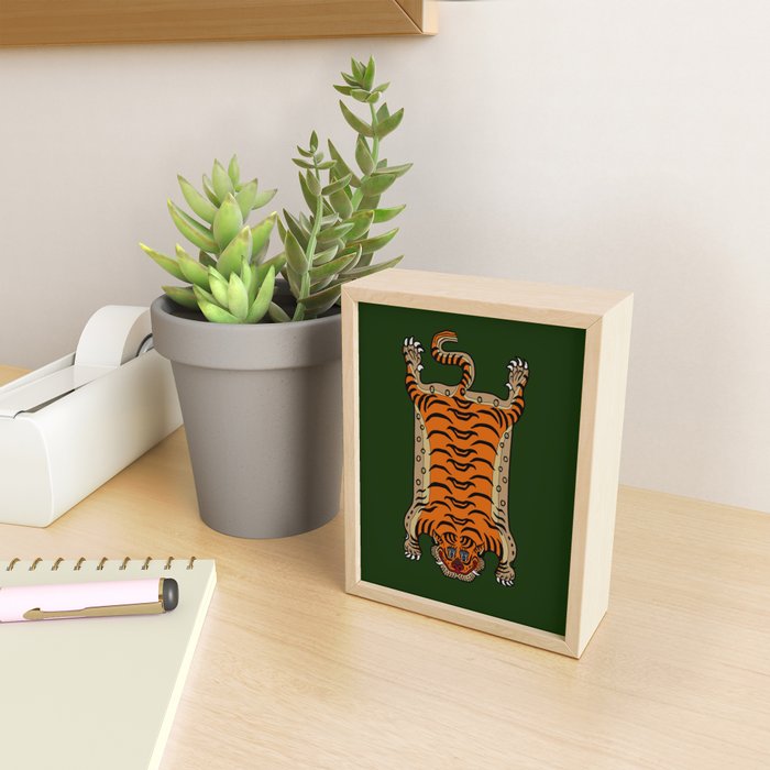 TIBETAN TIGER RUG-green Mini Art Print Gallery Image 2