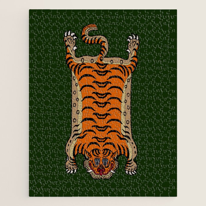 TIBETAN TIGER RUG-green Jigsaw Puzzle Gallery Image 1