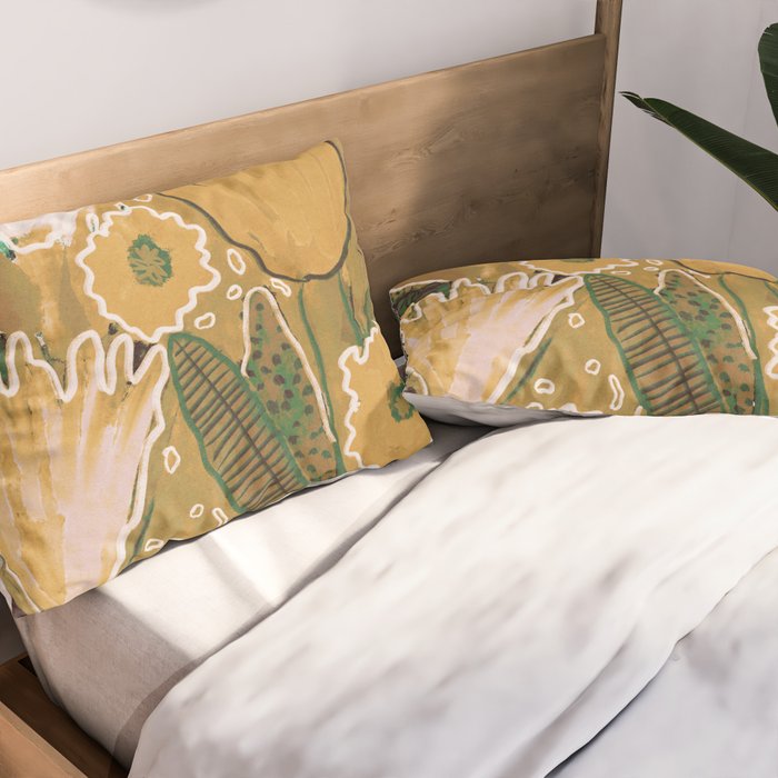 Magic Wildflowers / Yellow & Green Pillow Sham Gallery Image 2