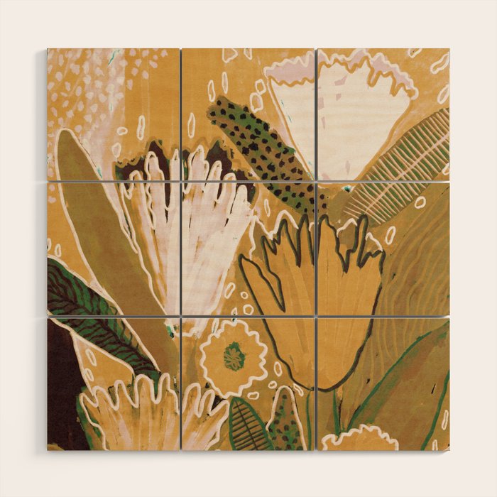 Magic Wildflowers / Yellow & Green Wood Wall Art Gallery Image 1