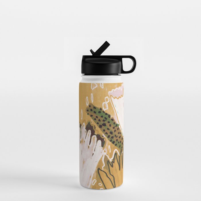 Magic Wildflowers / Yellow & Green Water Bottle Gallery Image 1