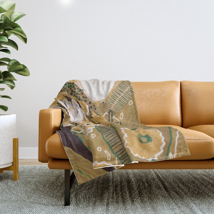 Magic Wildflowers / Yellow & Green Throw Blanket Gallery Image 1