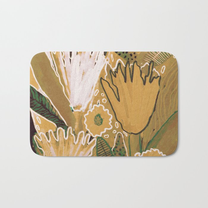 Magic Wildflowers / Yellow & Green Bath Mat Gallery Image 1