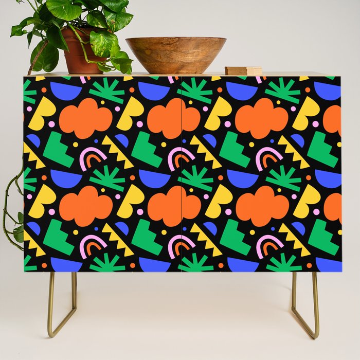 Creative colorful organic shape art pattern Credenza Gallery Image 1