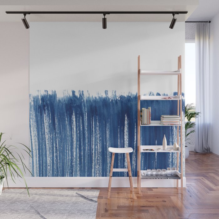 Indigo Abstract Brush Strokes | No. 5 Wall Mural Gallery Image 1