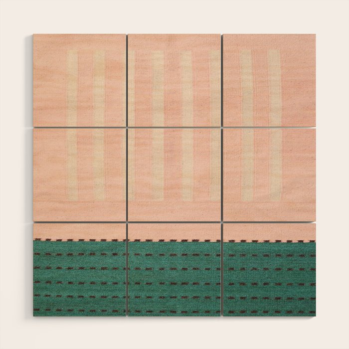 N28 - Anthropologie Traditional Moroccan Style Pink Texture Wood Wall Art Gallery Image 1