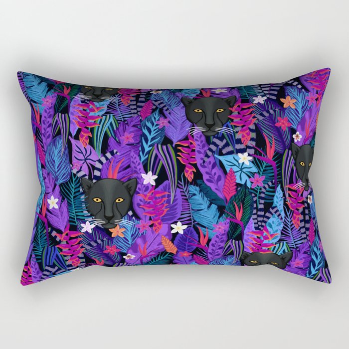 Black Panther Pattern #panther #blackpanther Rectangular Pillow Gallery Image 2