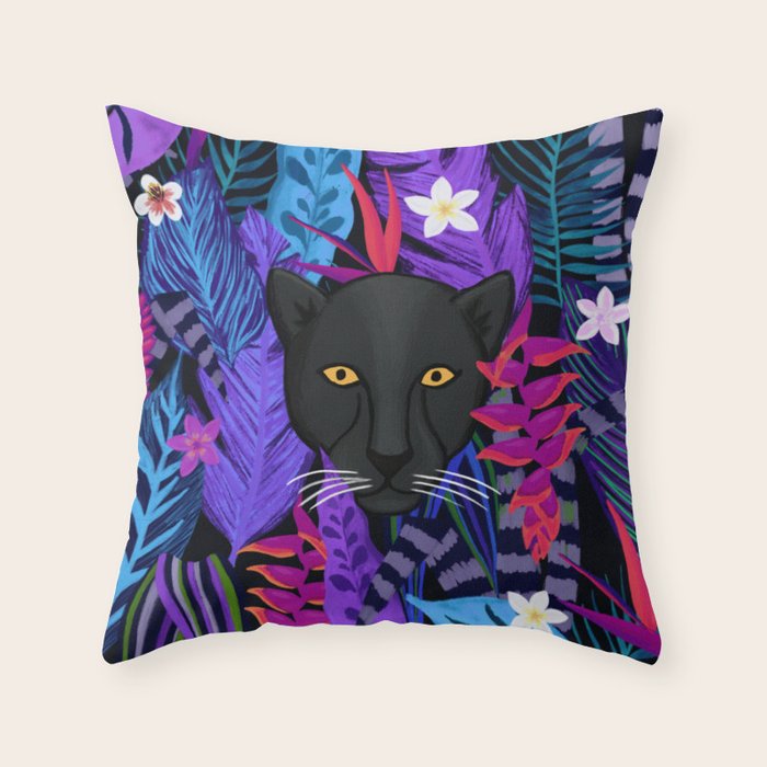 Black Panther Pattern #panther #blackpanther Throw Pillow Gallery Image 6