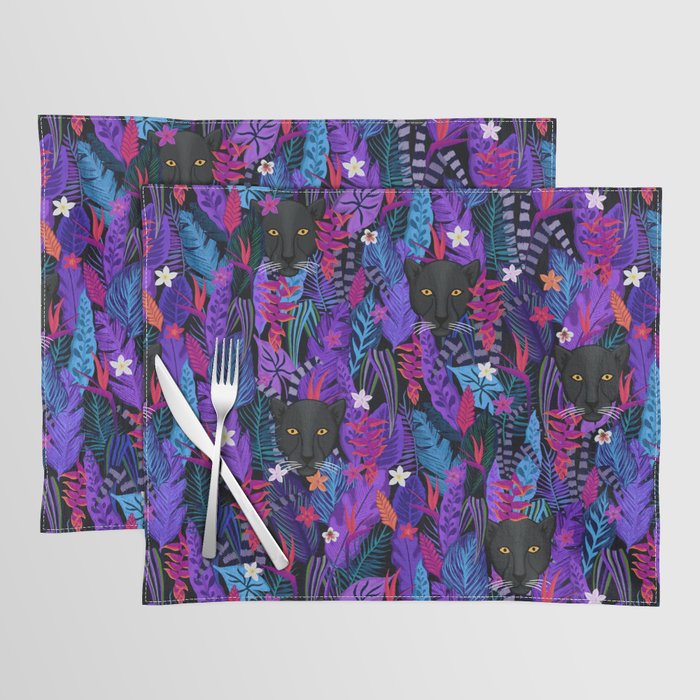 Black Panther Pattern #panther #blackpanther Placemat Gallery Image 1