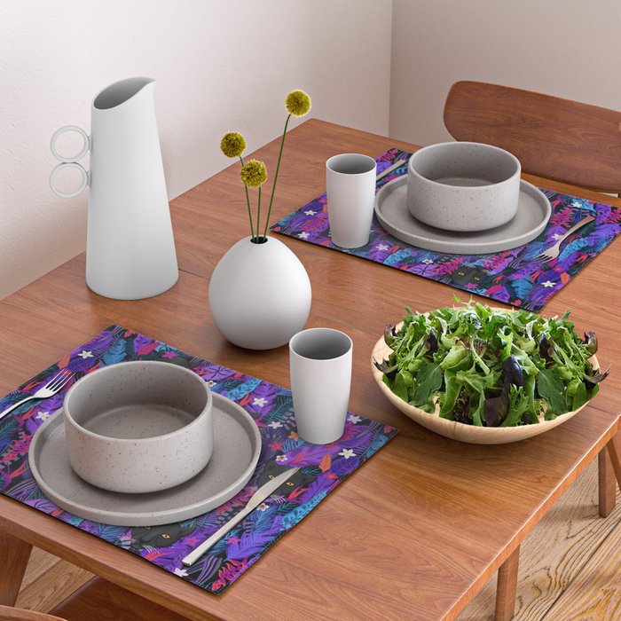 Black Panther Pattern #panther #blackpanther Placemat Gallery Image 2