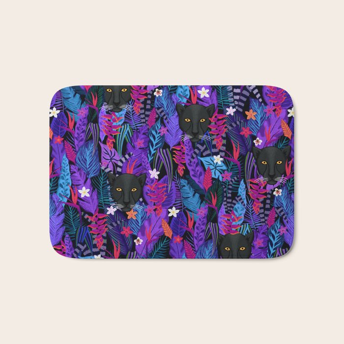 Black Panther Pattern #panther #blackpanther Bath Mat Gallery Image 1
