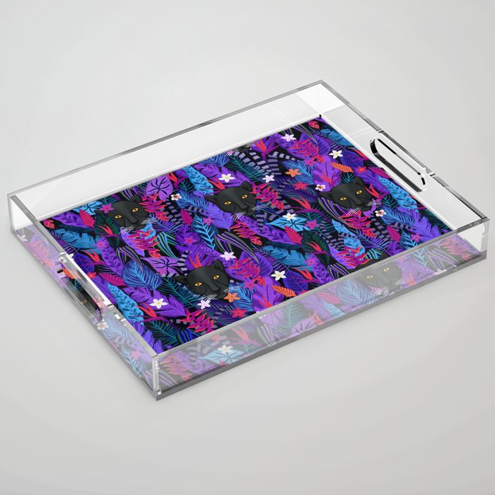 Black Panther Pattern #panther #blackpanther Acrylic Tray Gallery Image 1