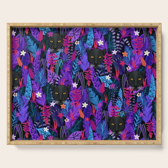 Black Panther Pattern #panther #blackpanther Serving Tray Gallery Image 1
