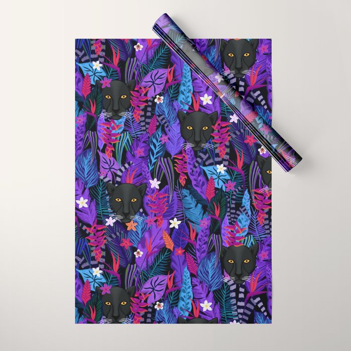 Black Panther Pattern #panther #blackpanther Wrapping Paper Gallery Image 1