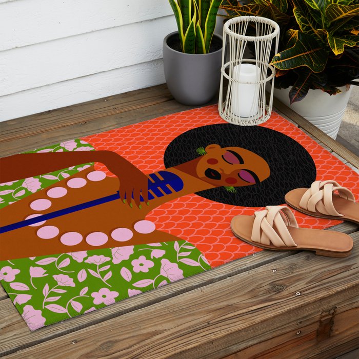 Jazz Art - A Soulful Serenade Outdoor Rug Gallery Image 2
