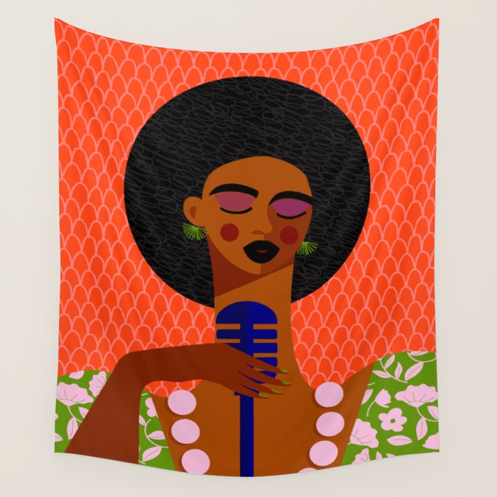 Jazz Art - A Soulful Serenade Wall Tapestry Gallery Image 4