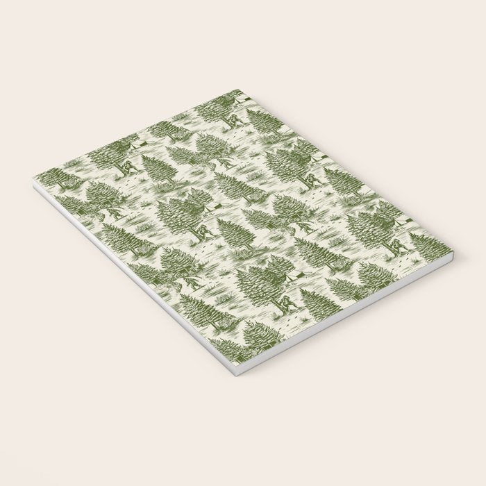 Bigfoot / Sasquatch Toile de Jouy in Forest Green Notebook Gallery Image 3