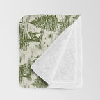 Bigfoot / Sasquatch Toile de Jouy in Forest Green Throw Blanket Gallery Image 3
