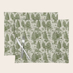 Bigfoot / Sasquatch Toile de Jouy in Forest Green Placemat Gallery Image 1