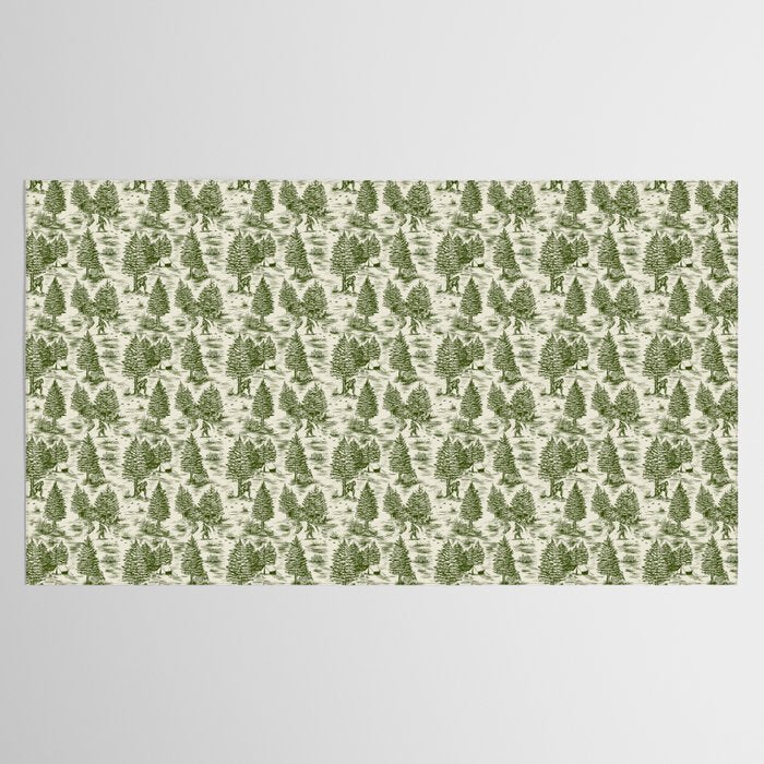Bigfoot / Sasquatch Toile de Jouy in Forest Green Tablecloth Gallery Image 2