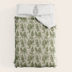 Bigfoot / Sasquatch Toile de Jouy in Forest Green Duvet Cover Gallery Image 6