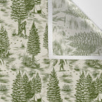 Bigfoot / Sasquatch Toile de Jouy in Forest Green Wall Tapestry Gallery Image 3