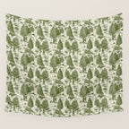 Bigfoot / Sasquatch Toile de Jouy in Forest Green Wall Tapestry Gallery Image 4