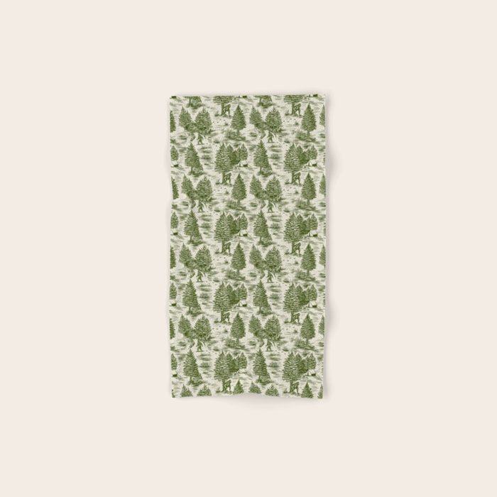 Bigfoot / Sasquatch Toile de Jouy in Forest Green Bath Towel Gallery Image 1