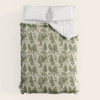 Bigfoot / Sasquatch Toile de Jouy in Forest Green Comforter Gallery Image 6