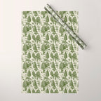 Bigfoot / Sasquatch Toile de Jouy in Forest Green Wrapping Paper Gallery Image 1