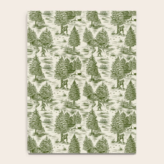Bigfoot / Sasquatch Toile de Jouy in Forest Green Notebook Gallery Image 4