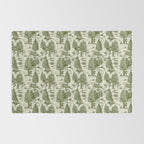 Bigfoot / Sasquatch Toile de Jouy in Forest Green Rug Gallery Image 2
