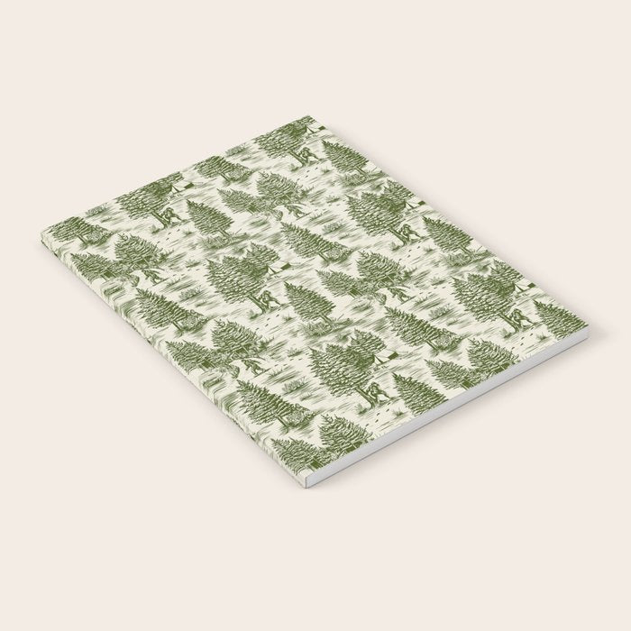 Bigfoot / Sasquatch Toile de Jouy in Forest Green Notebook