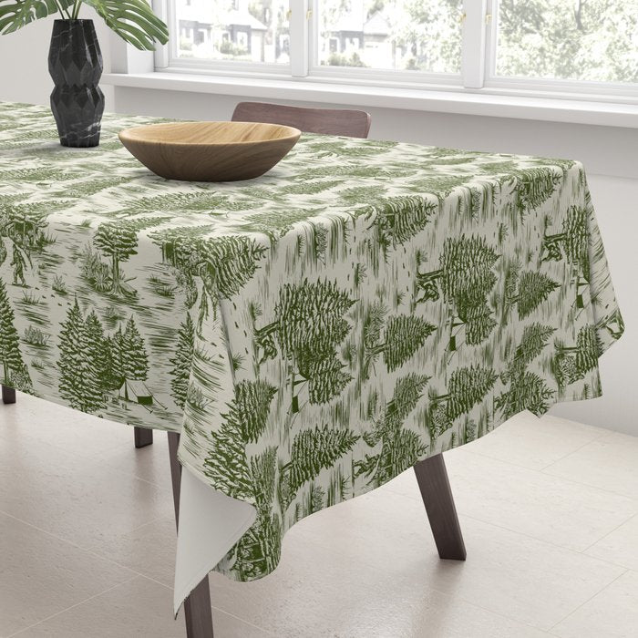 Bigfoot / Sasquatch Toile de Jouy in Forest Green Tablecloth Gallery Image 3