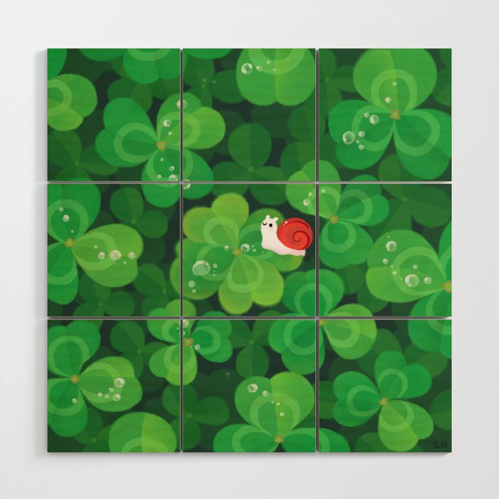 Happy lucky snail Wood Wall Art Gallery Image 1