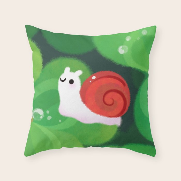 Happy lucky snail Throw Pillow Gallery Image 6