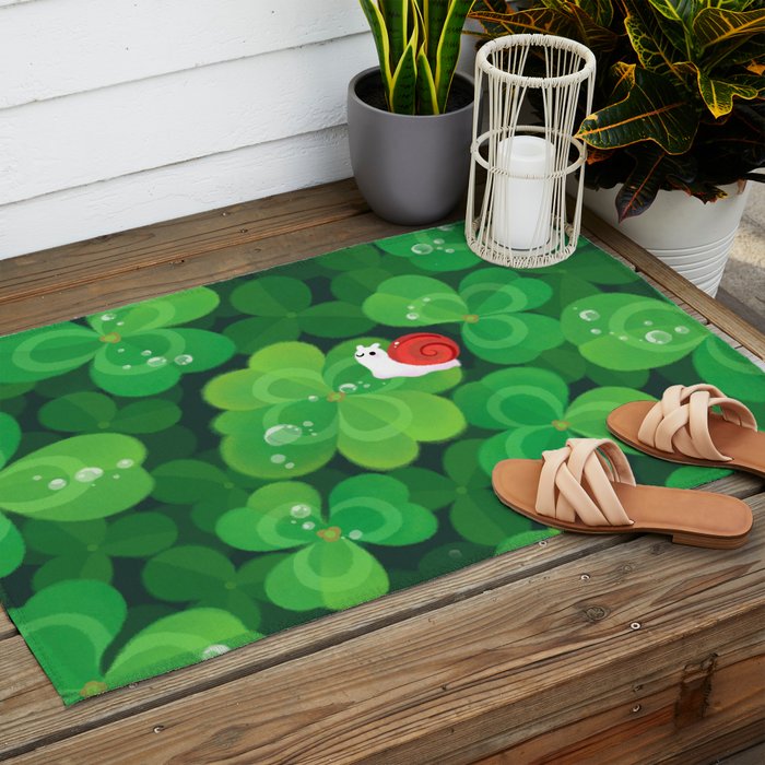 Happy lucky snail Outdoor Rug Gallery Image 2