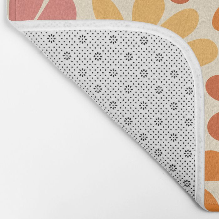 Retro Orange, Yellow & Pink Flower Pattern Bath Mat Gallery Image 2