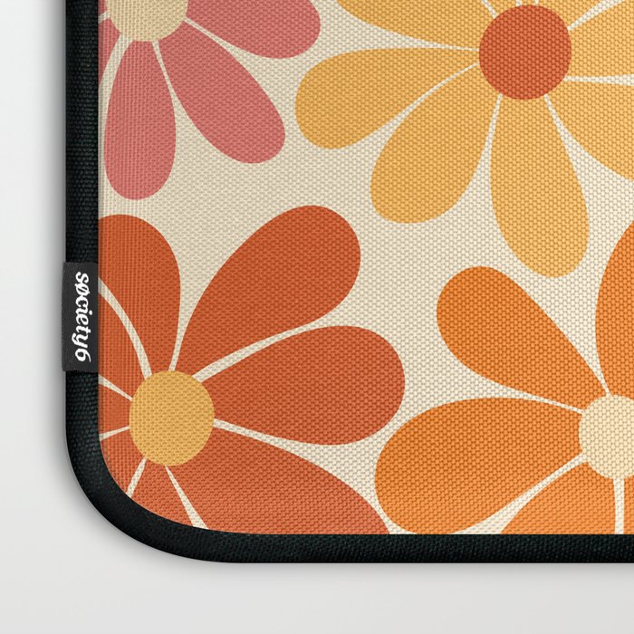 Retro Orange, Yellow & Pink Flower Pattern Laptop Sleeve Gallery Image 3