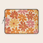 Retro Orange, Yellow & Pink Flower Pattern Laptop Sleeve Gallery Image 1