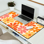 Retro Orange, Yellow & Pink Flower Pattern Desk Mat Gallery Image 2