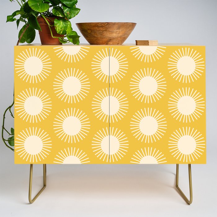 Boho Summer Sun Pattern IV Bright Yellow Credenza Gallery Image 1