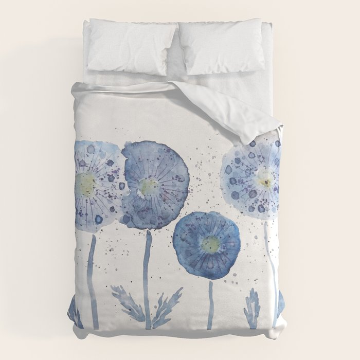 4 indigo abstract dandelion 2 Duvet Cover Gallery Image 1