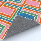 Colorful Retro Geometric Portes Pattern II Blue Orange Pink Green Rug Gallery Image 4