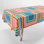 Colorful Retro Geometric Portes Pattern II Blue Orange Pink Green Tablecloth Gallery Image 1