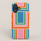 Colorful Retro Geometric Portes Pattern II Blue Orange Pink Green iPhone Case Gallery Image 1