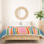 Colorful Retro Geometric Portes Pattern II Blue Orange Pink Green Duvet Cover Gallery Image 3