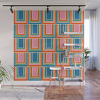 Colorful Retro Geometric Portes Pattern II Blue Orange Pink Green Wall Mural Gallery Image 1