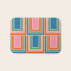 Colorful Retro Geometric Portes Pattern II Blue Orange Pink Green Bath Mat Gallery Image 1